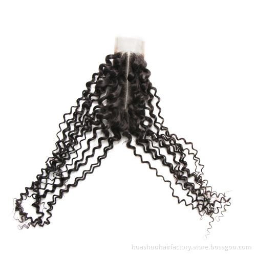 Wholesale 100% Raw Unprocessed Virgin Human Hair Middle Part Kinky Curly 2X6 Lace Closure For Black Women